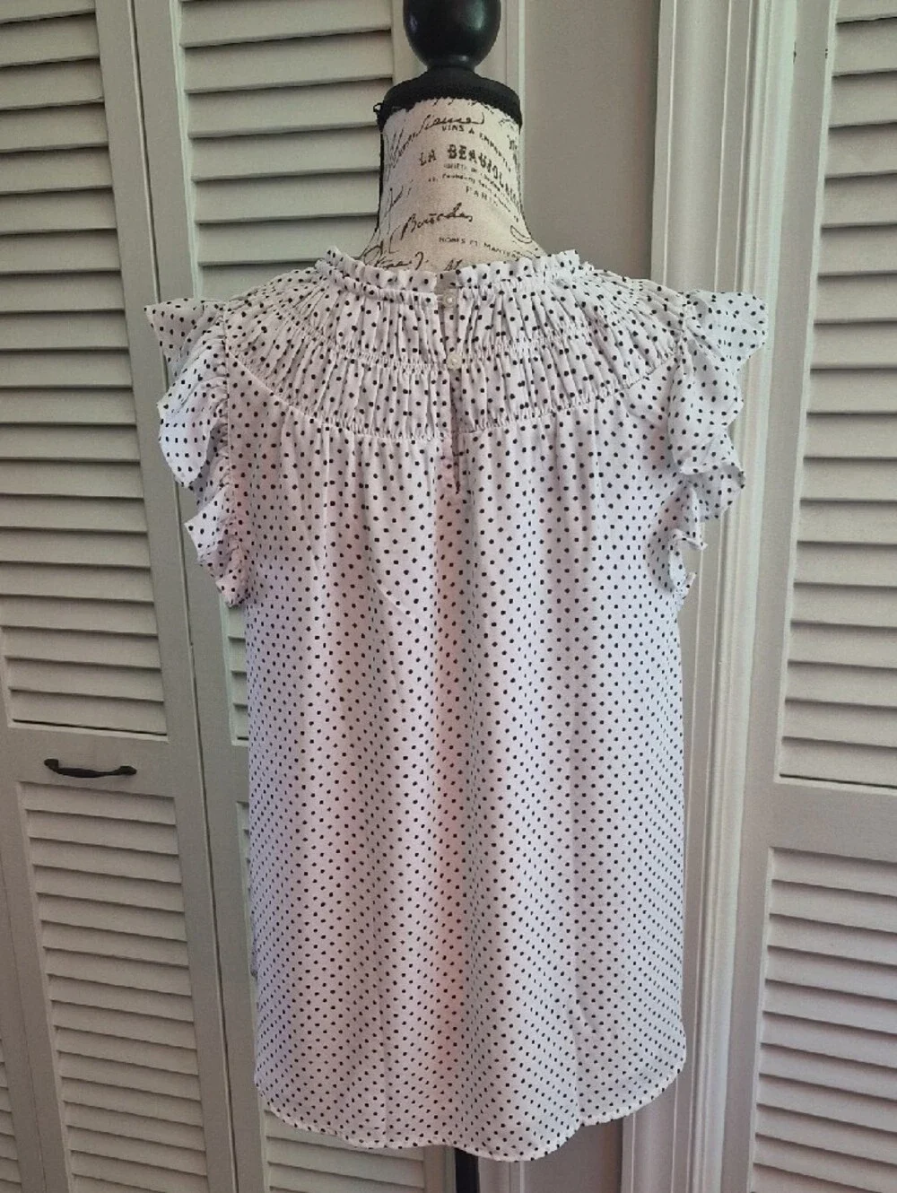 LOFT White Blouse with Black Polka Dots